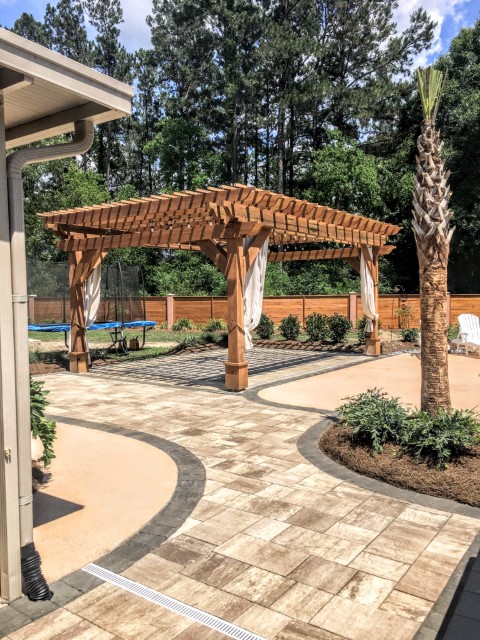 Backyard patio pool deck